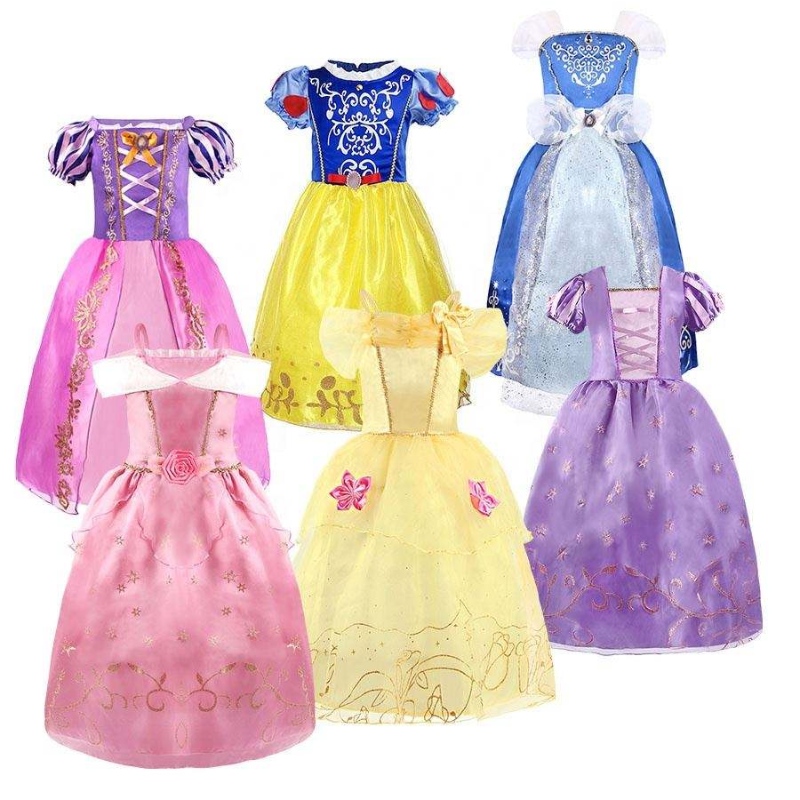 Хелоуин Косплей костюм деца Belle Aurora Sofia Summer Fancy Rishing Clothes Baby Girl Fancy Rapunzel Princess Ress
