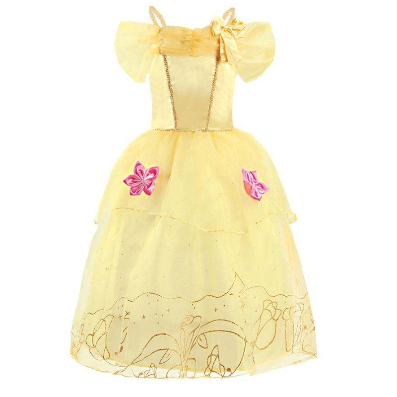 Хелоуин Косплей костюм деца Belle Aurora Sofia Summer Fancy Rishing Clothes Baby Girl Fancy Rapunzel Princess Ress