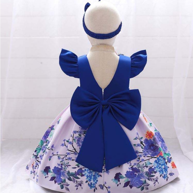 Baige New Fashion Print Girls Frocks Design Kids Kids Flower рожден ден рокли на едро l2033xz