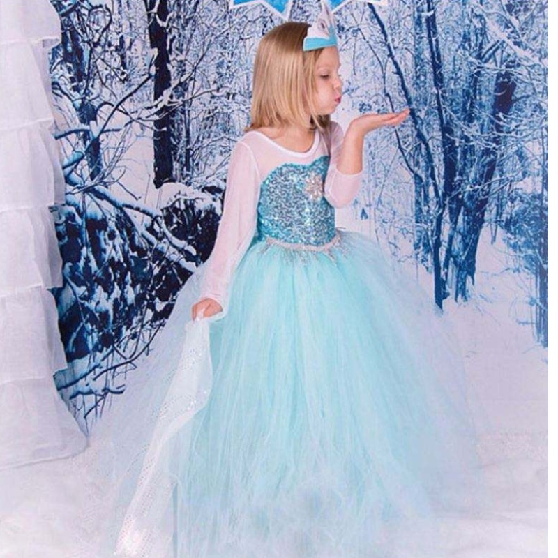 Фантастични бебешки фроси Elsa Costume Christmas Halloween Party рокли за деца