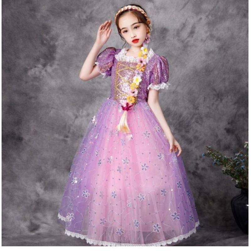 Baige European Style Princess Dress Halloween Party Носете Rapunzel костюм пухкав мрежест фрок