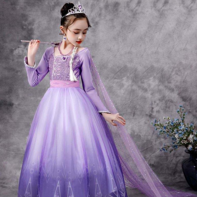 Baige New Elsa Costume 2 момичета принцеси рокли снежна кралица рожден ден фантазия парти косплей тоалет с дълъг ръкав