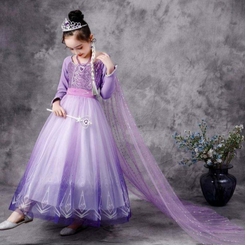 Baige New Elsa Costume 2 момичета принцеси рокли снежна кралица рожден ден фантазия парти косплей тоалет с дълъг ръкав