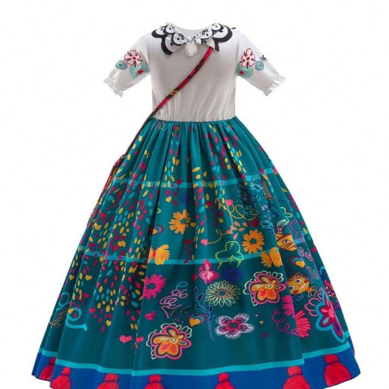 Нова мода Kids Encanto Movie Costume Halloween Mirabel Cosplay Long Dress Barbie Fashionistas дрехи