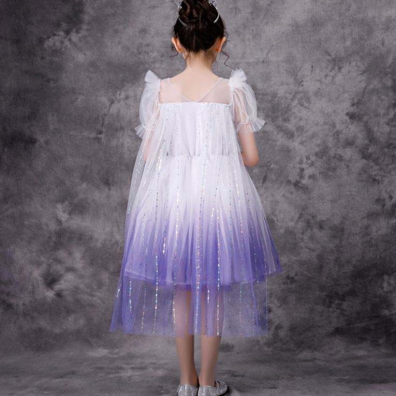 Ново момиче Elsa 2 Aisha White Dress Kids Princess Girls Halloween Princess Dress Tutu Summer Wedding Party Party рокля
