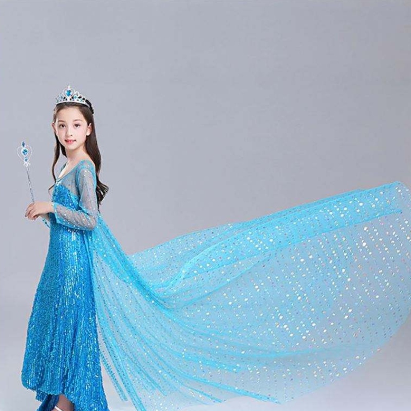 Elsa Dress Kids Girls Costume Snow Queen 2 Elsa Blue Pink Peequinding Ressing Drong Ressing TV&филмови костюми за момичета