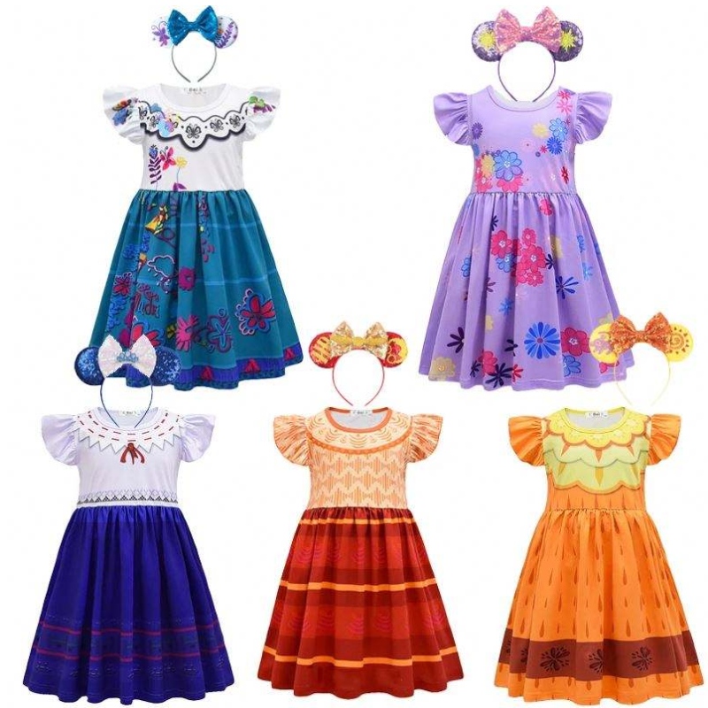 Момичета encanto Charm Dress Encanto прикрийте карнавал лято девствени деца принцеса midi mirabel isabela рожден ден рокля u
