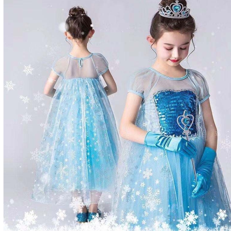 Момиче рокля принцеса Елза в Frore Fancy Girl Dress Lace Queen Dress Costume