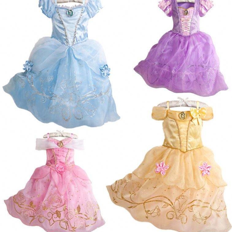 Kid Princess Dress Girl Summer Fancy Party дрехи Деца Rapunzel Спяща красавица Коледна карнавална костюма