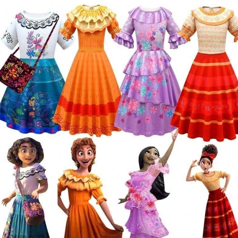 Хелоуин принцеса рокля Encanto Mirabel Luisa Cosplay Costume Girl Party рокля с чанта