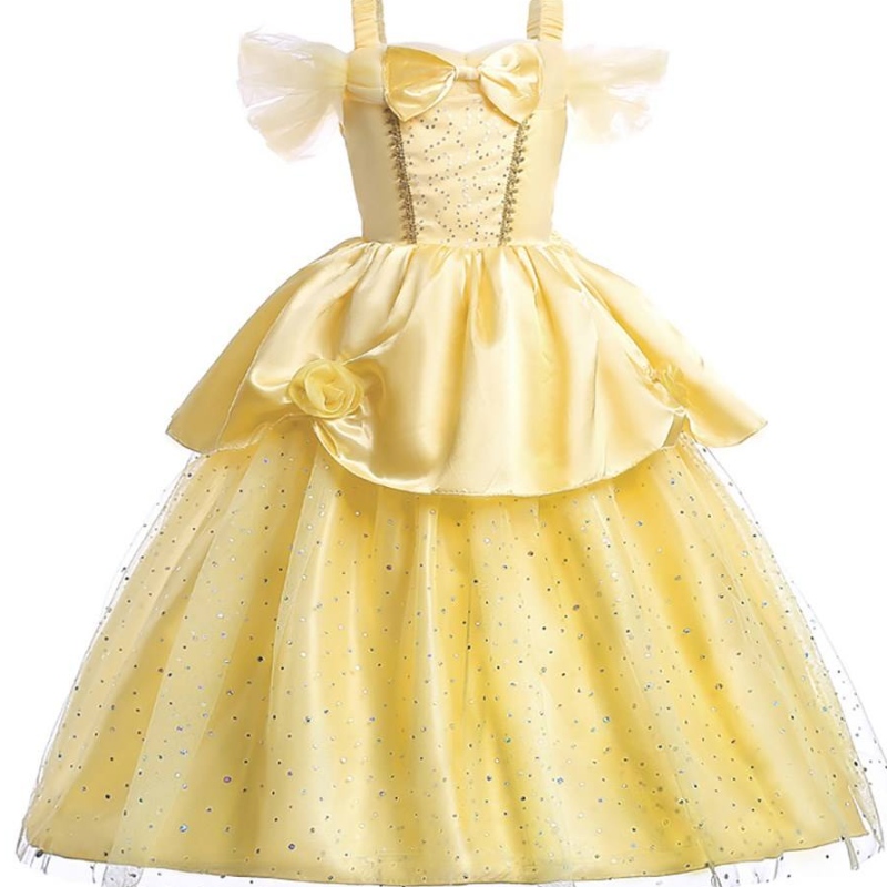 Момиче Belle Princess Ress Kids Beauty and the Beast Costume Baby Baby Christmas Princess Party Party Fancy Ressing 2-10 години