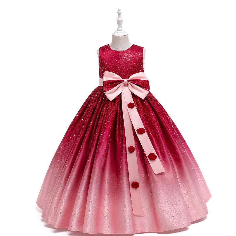 На едро градиент цвят деца фантастични рокли за момичета парти сватбени рожден ден цветно момиче рокля с рокля с топка