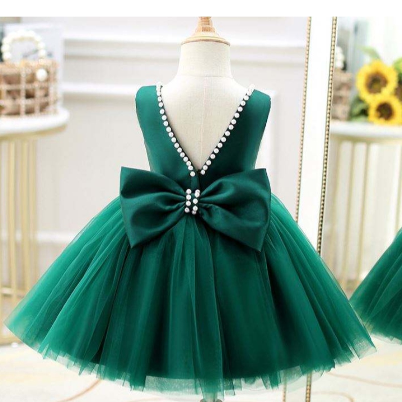 Baige Toddler Princess Flower v Back Beading Dress Baby Girls Birthday Wedding Paint Ressions
