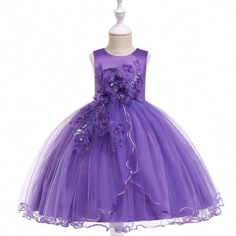 Baige Kids Barments White Flower Girl Dress Cromery Party Носете вечерни рокли за момичета L5060
