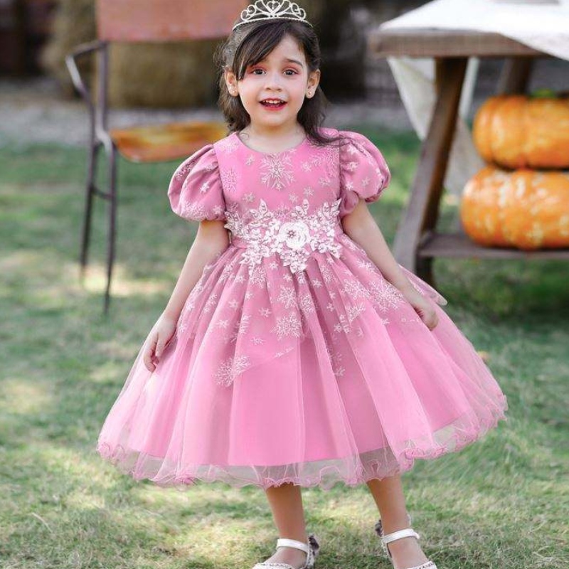 Baige Baby Girl Frocks Design Short Loweve Performance Dance Ressing Деца \\ на партито рокля L2028XZ