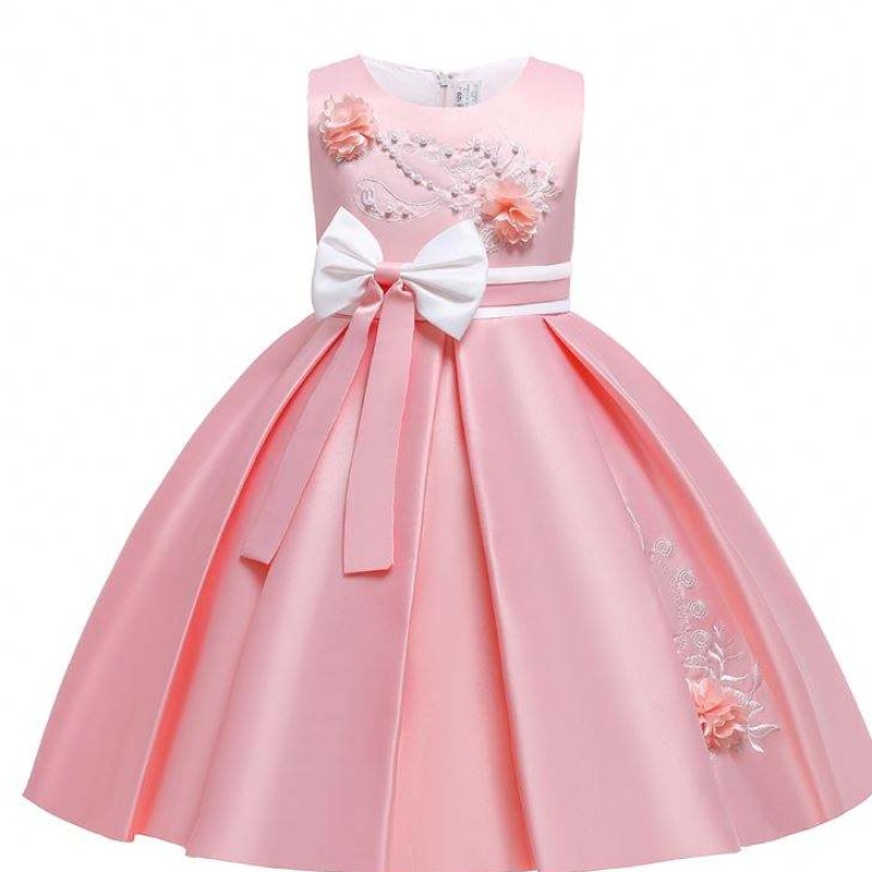Baige Satin Pattern 4YEARS Деца с топка рокля деца цветя момиче парти рокля l5285