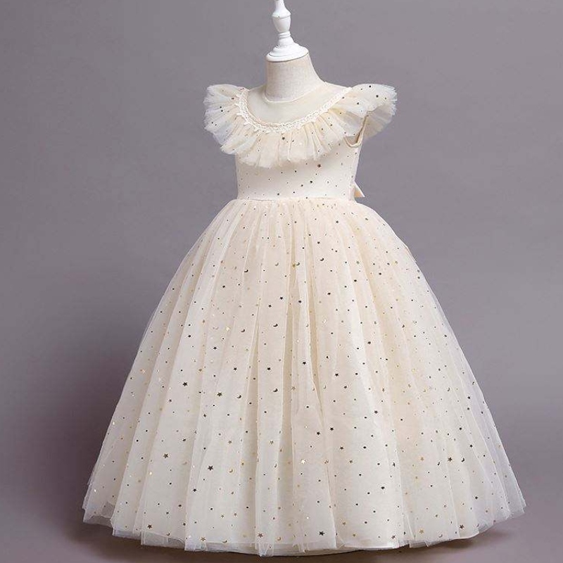 Baige New Princess Dress Girls Kids Emprodery Flower Girl Toddler Елегантна официална рокля за парти 2275