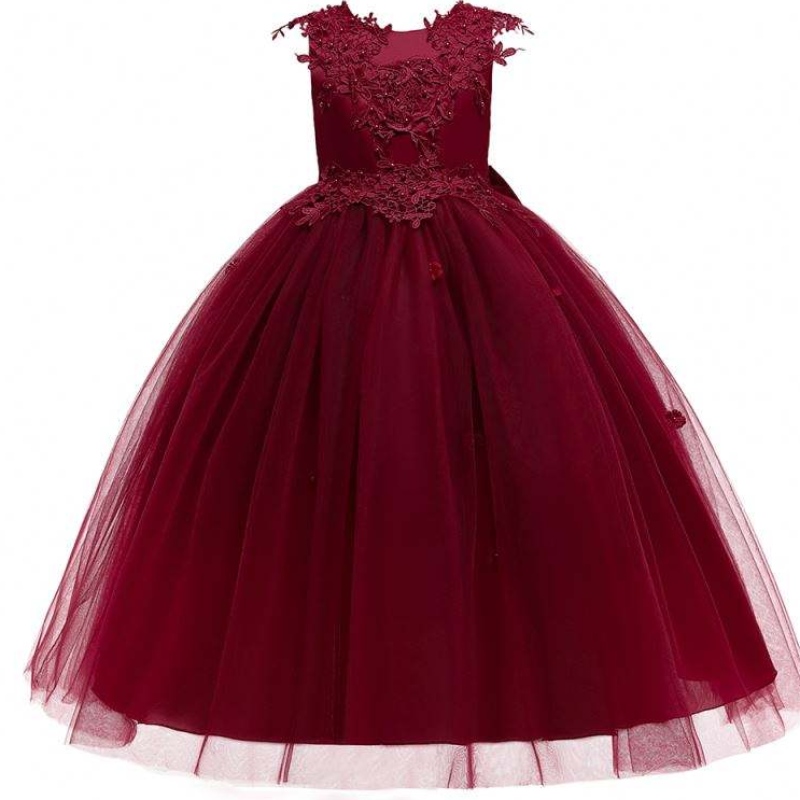Baige New Arrival Baby Frock Design Корейски стил Официален дантела дълъг рожден ден Сватбена парти рокля LP-280