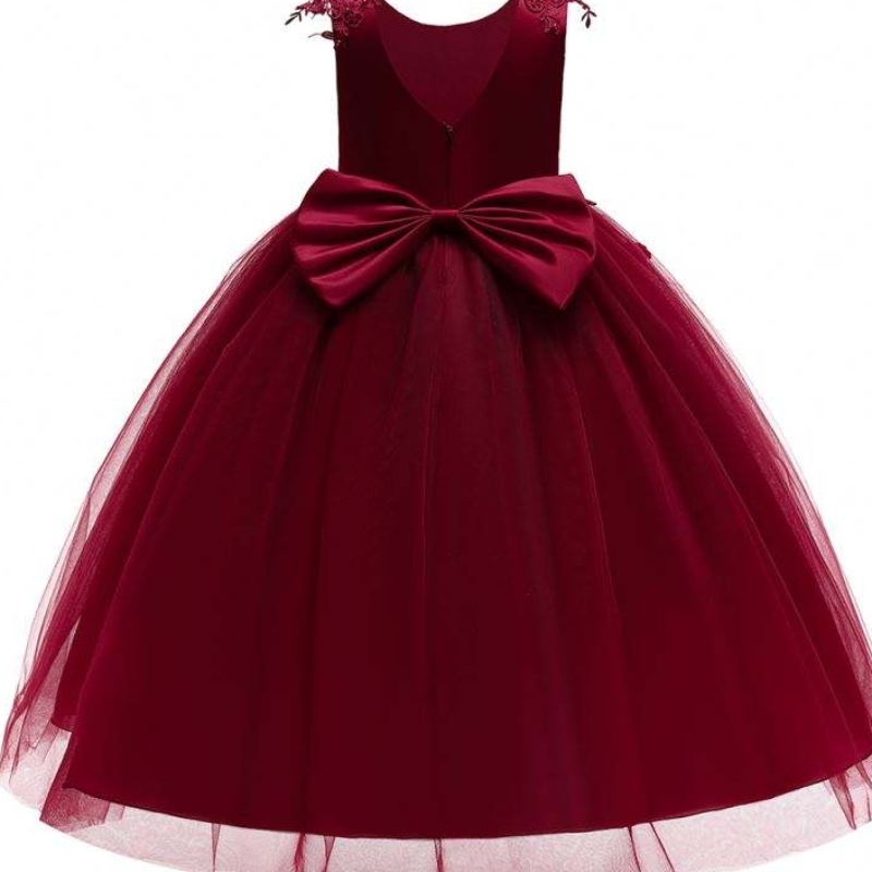 Baige New Arrival Baby Frock Design Корейски стил Официален дантела дълъг рожден ден Сватбена парти рокля LP-280