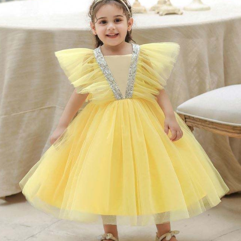Baige Summer Puffy Flower Girl рокля рокля Пълнолуние деца сватба туту парти рокля l2065xz
