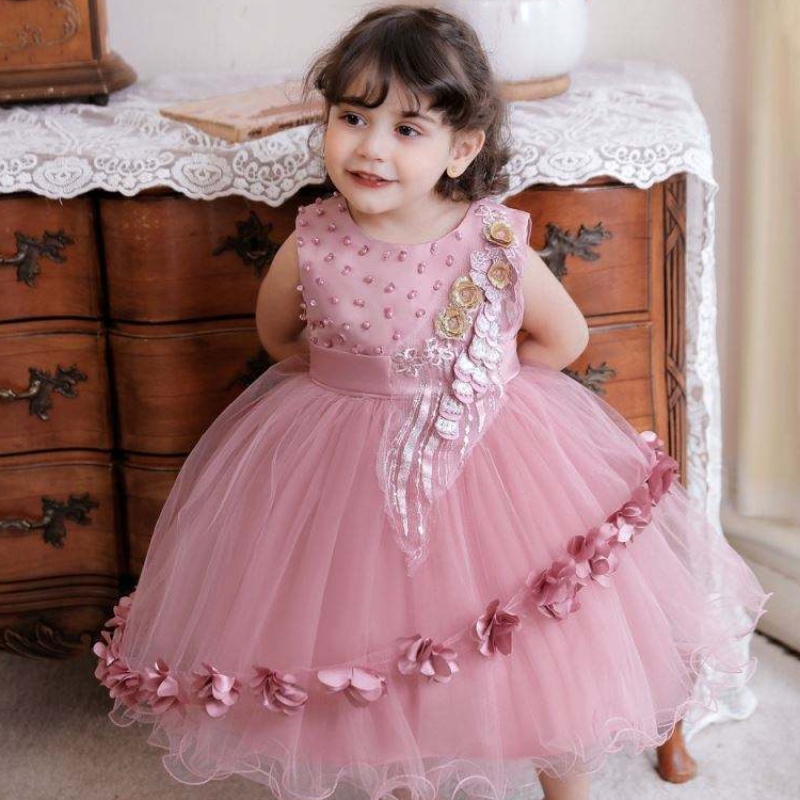 Baige Wholesale Kids Clothing Fortly Loweve Princess Dress Baby Girl Кръщение и кръщене на фрок