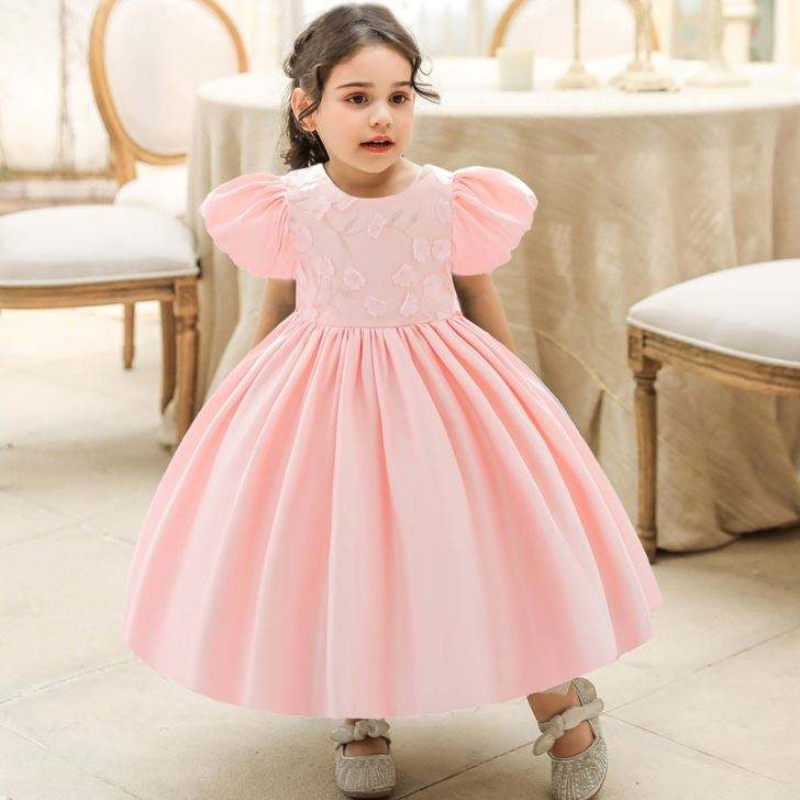 Baige Wholesale Baby Baby Kids Kids Clothing Lace Flower Момиче първо рожден ден рокля рокля