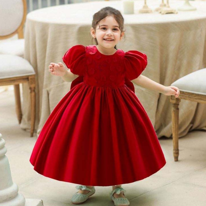 Baige Wholesale Baby Baby Kids Kids Clothing Lace Flower Момиче първо рожден ден рокля рокля