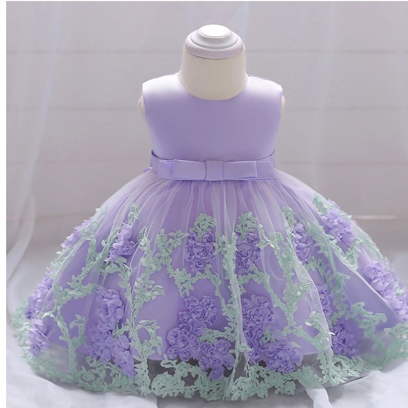 Baige Children Fashion Party Frock Kids Party Носете цветна рокля за деца за деца 0-2 години