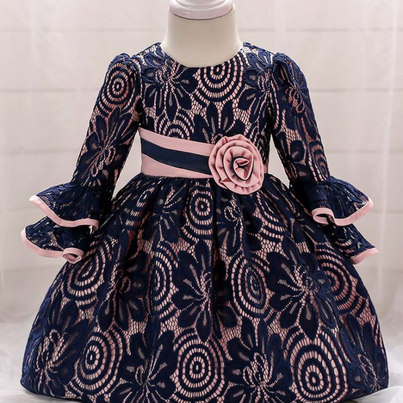 Baige New Arrival Kids Long Loodeve Party Frock Baby Girl Print Fancy Princess Ression L1858XZ