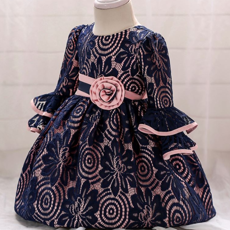 Baige New Arrival Kids Long Loodeve Party Frock Baby Girl Print Fancy Princess Ression L1858XZ