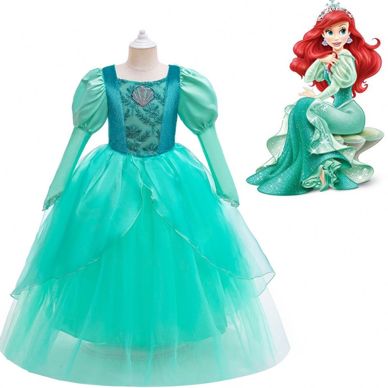 Baige Kids Girl Mermaid Ariel Princess рокля за деца бебе момиче Хелоуин костюм Коледна рокля Rapunzel рокля