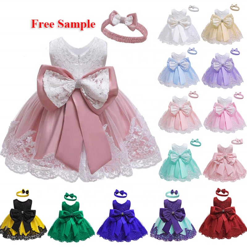 Baige Baby Girl Clother Ball Bown Princess Dress Beltal Официално кръщение на рождения ден парти деца цветя момиче рокли с голям лък