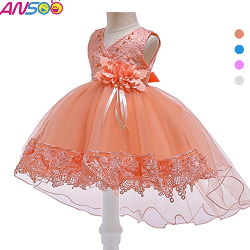 Ansoo Pretty Peach Children \\ Girl Rishing Princess Flower Orange сватбена рокля за момиче