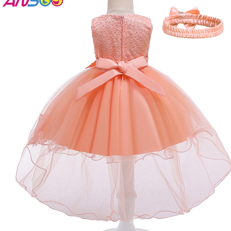 Ansoo Pretty Peach Children \\ Girl Rishing Princess Flower Orange сватбена рокля за момиче