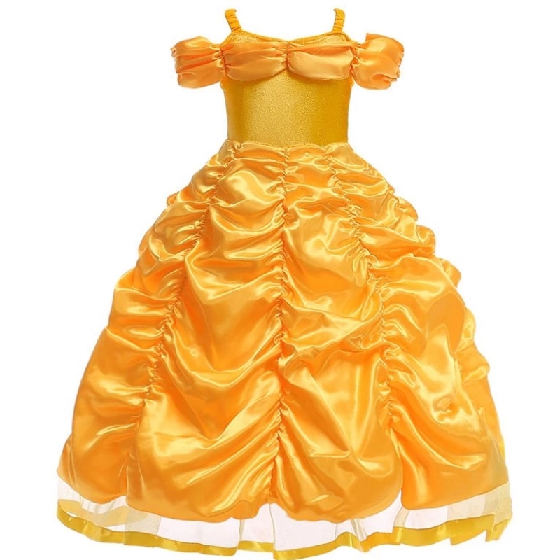 Belle Costume Girls Beauty and the Beast Princess обличаха деца без рамо слоести топки за Хелоуин