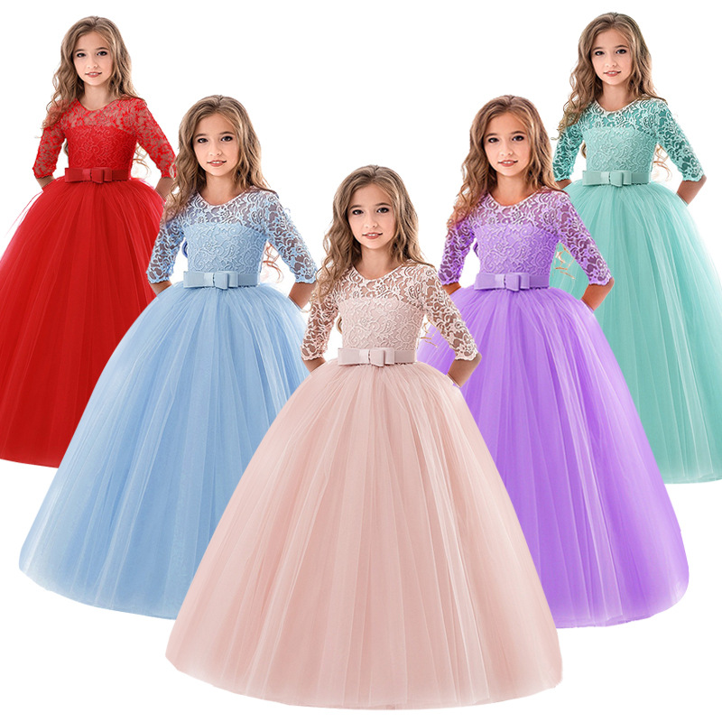 Нов продукт 2022 Puffy Lace Girl Flower Girl Dress за сватбена топка Girl Girl Party Communion Рокля
