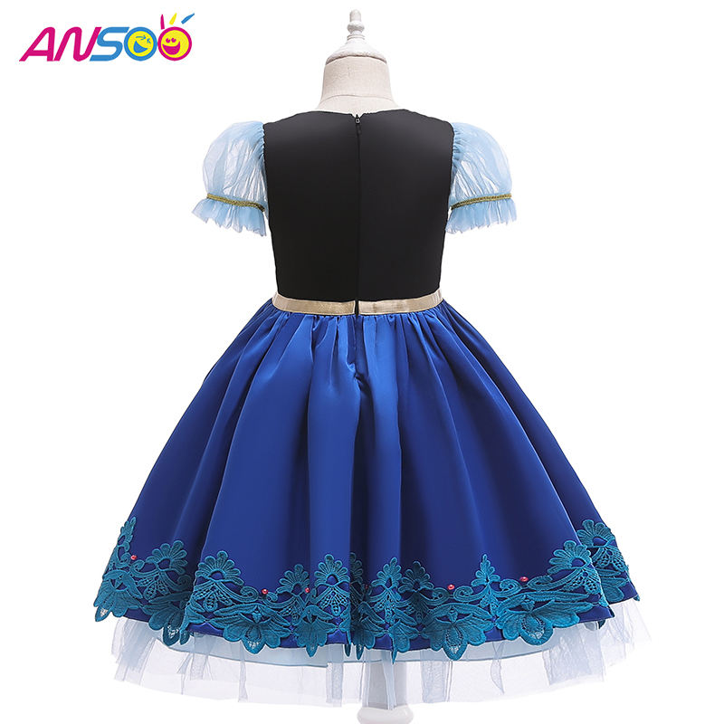 Ansoo Kids Girls Princess Queen Elsa Anna Halloween Косплей костюм фантазия рокля пола