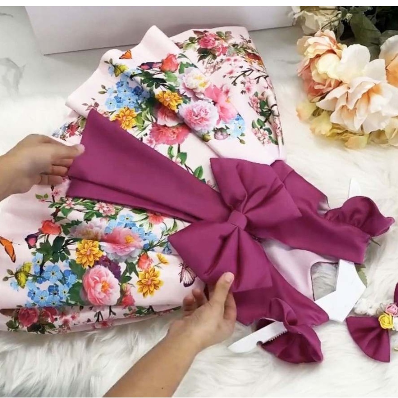 Baige Wholesale Flower Girl Dress Party Сватбен рожден ден Детски дрехи Елегантна момиченце рокля без ръкави Frock
