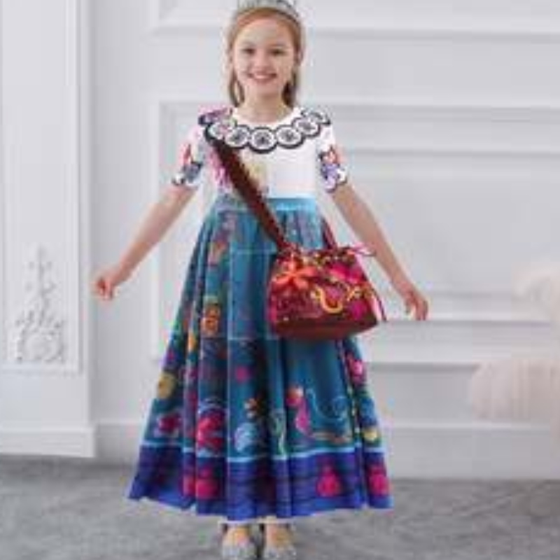 Baige Encanto Mirabel Luisa Cosplay Costume Girl Party Dress Хелоуин принцеса рокля с чанта