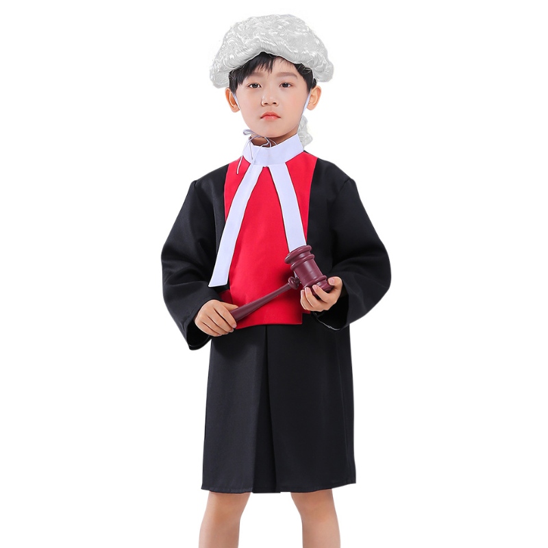 Детски съдийски костюми Косплей роба с перука венти