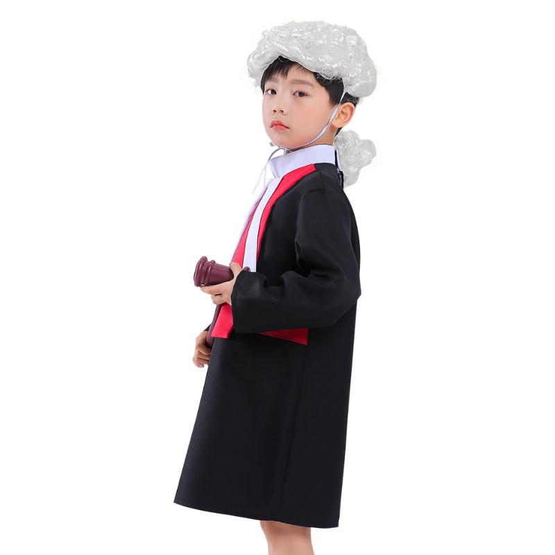 Детски съдийски костюми Косплей роба с перука венти
