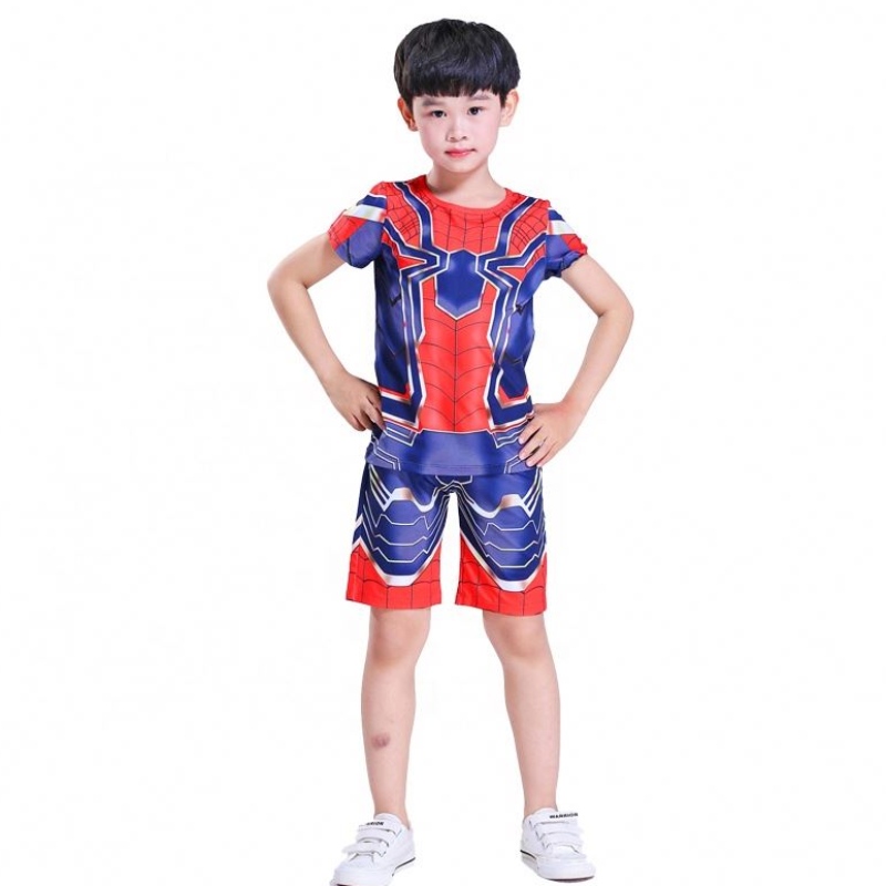 Нов стил Polyester Sport костюми Небрежно облекло Хелоуин парти косплей Spiderman Suits Top&shorts for Kids Boys