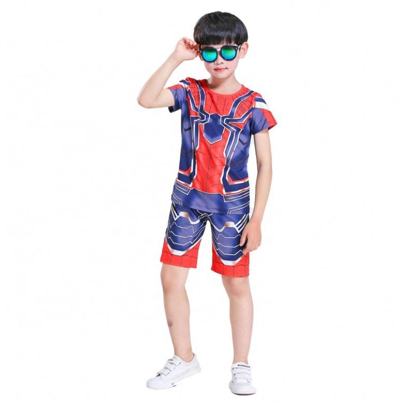 Нов стил Polyester Sport костюми Небрежно облекло Хелоуин парти косплей Spiderman Suits Top&shorts for Kids Boys