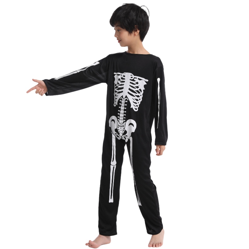 2022 Amazon Children Jumpsuit Halloween Party Костюм комбинезон със скелет Костен печат за деца