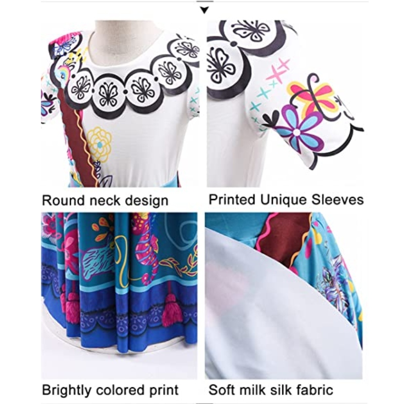 Baige Mirabel Cosplay Costume Children Fancy Carnival Halloween Princess Dress Encanto Madrigal рокля