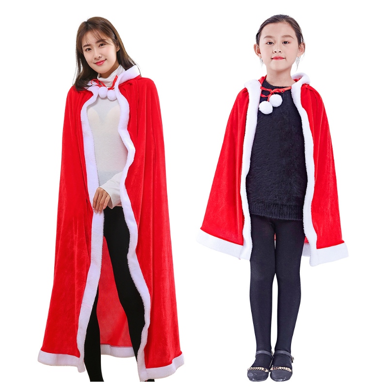Коледни деца CAPES Възрастни кадифе за наметало на Санта Косплей парти костюми