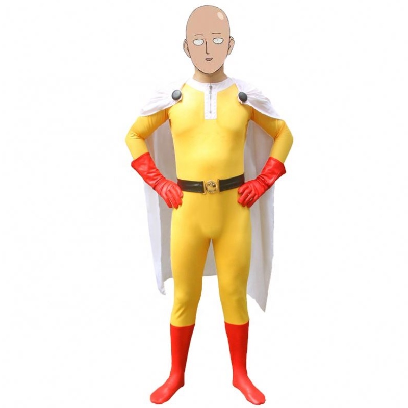 Популярен най -горещ холоуин парти деца&adults TV Superhero Jumbsuit с Cloak Cosplay Anime One Punch Man Saitama Карикатурен костюм