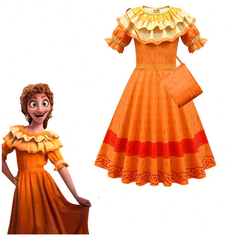 Baige Carnival Halloween Princess Party Clothes Flower Ruffles дълга рокля Mirabel Encanto костюм
