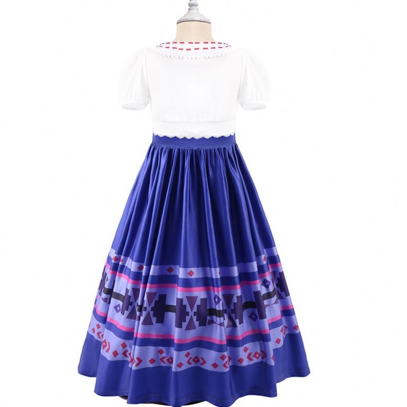 Baige Encanto Blue Lusia Mirabel Isabela Cosplay Costume къси ръкави Тематична парти костюм MFMW010