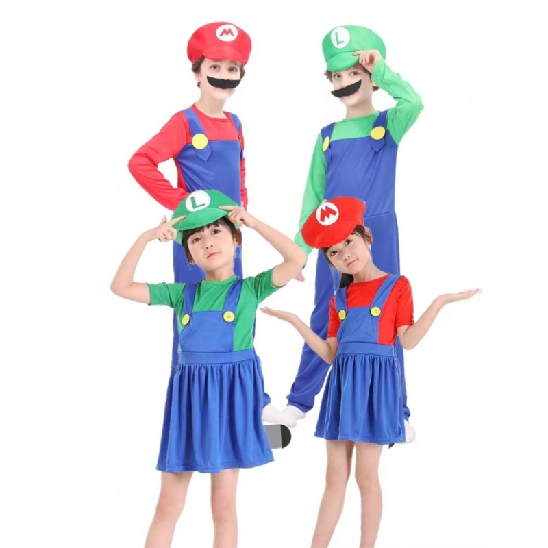Super Mario дрехи Възрастни и деца Марио семейство Брос Косплей костюм Деца подарък Хелоуин парти Марио&Луиджи дрехи